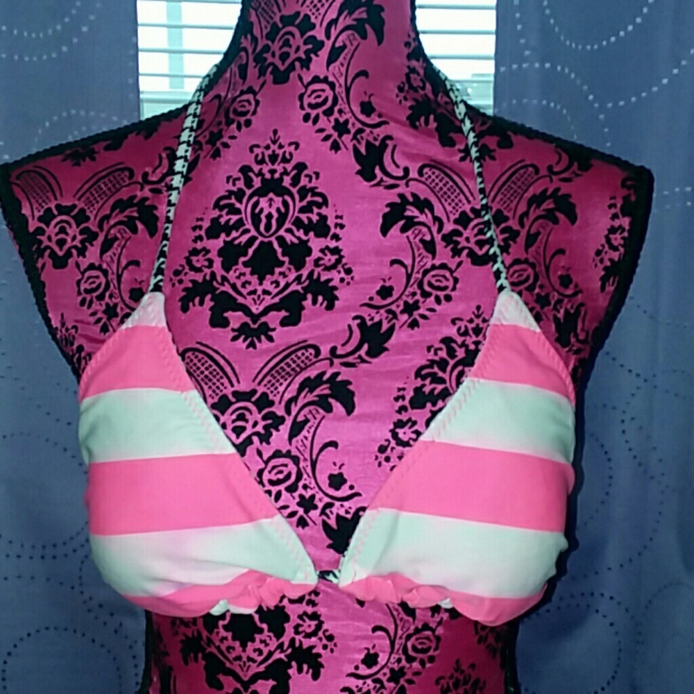 Pink & White String Bikini Top